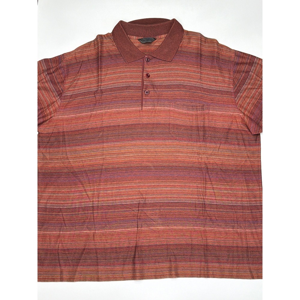 Dalmine Uomo Mens Polo Shirt‎ Striped Made in Italy Red Orange Size 2XL